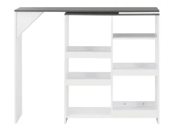 Mesa de bar con estantería móvil blanca 138x39x110 cm ES852712
