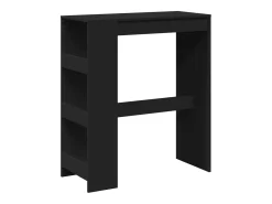 Mesa de bar con estantes de madera de ingeniería negra