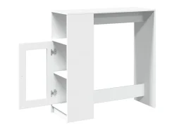 Mesa de bar con estantes de madera de ingeniería blanca