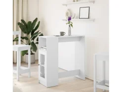 Mesa de bar con estantes de madera de ingeniería blanca