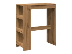Mesa de bar con estantes, roble artesanal, madera de ingeniería.