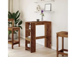 Mesa de bar con estantes de madera vieja de ingeniería de madera