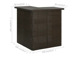 Mesa de bar de esquina marrón ratán sintético 100x50x105 cm