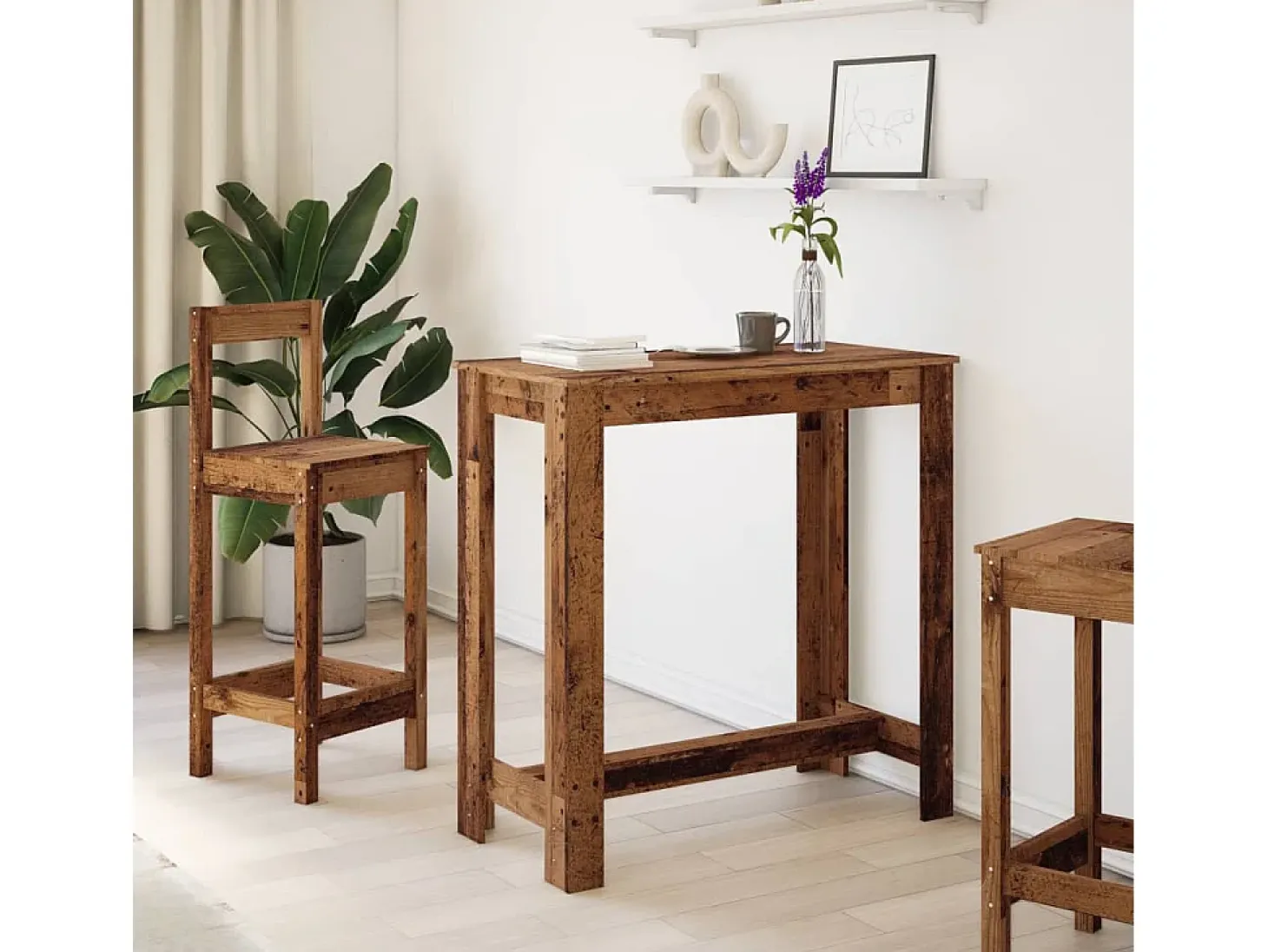 Mesa de bar de madera antigua 102x50x103,5 cm madera de ingeniería