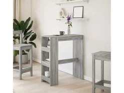 Mesa de bar de madera de ingeniería gris Sonoma con estantes