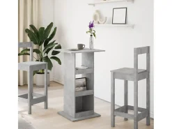 Mesa de bar de madera de ingeniería de color gris hormigón con almacenamiento