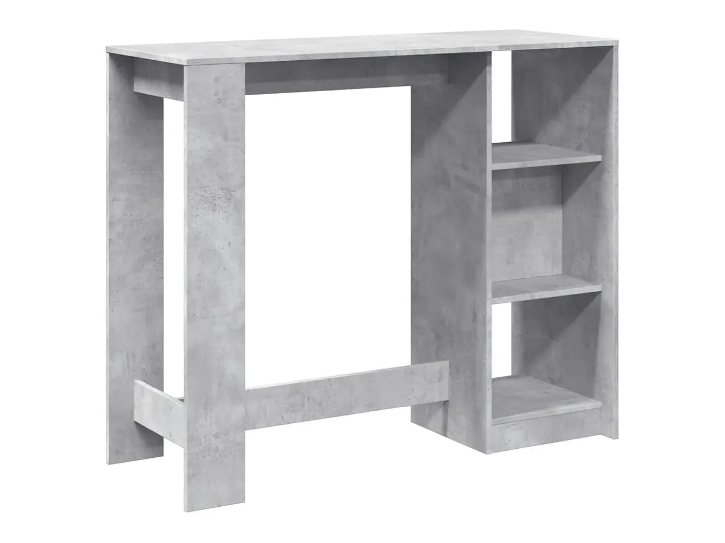 Mesa de bar de madera de ingeniería de color gris hormigón con estante