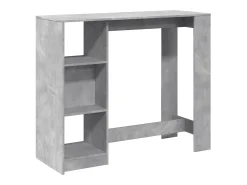 Mesa de bar de madera de ingeniería de color gris hormigón con estante