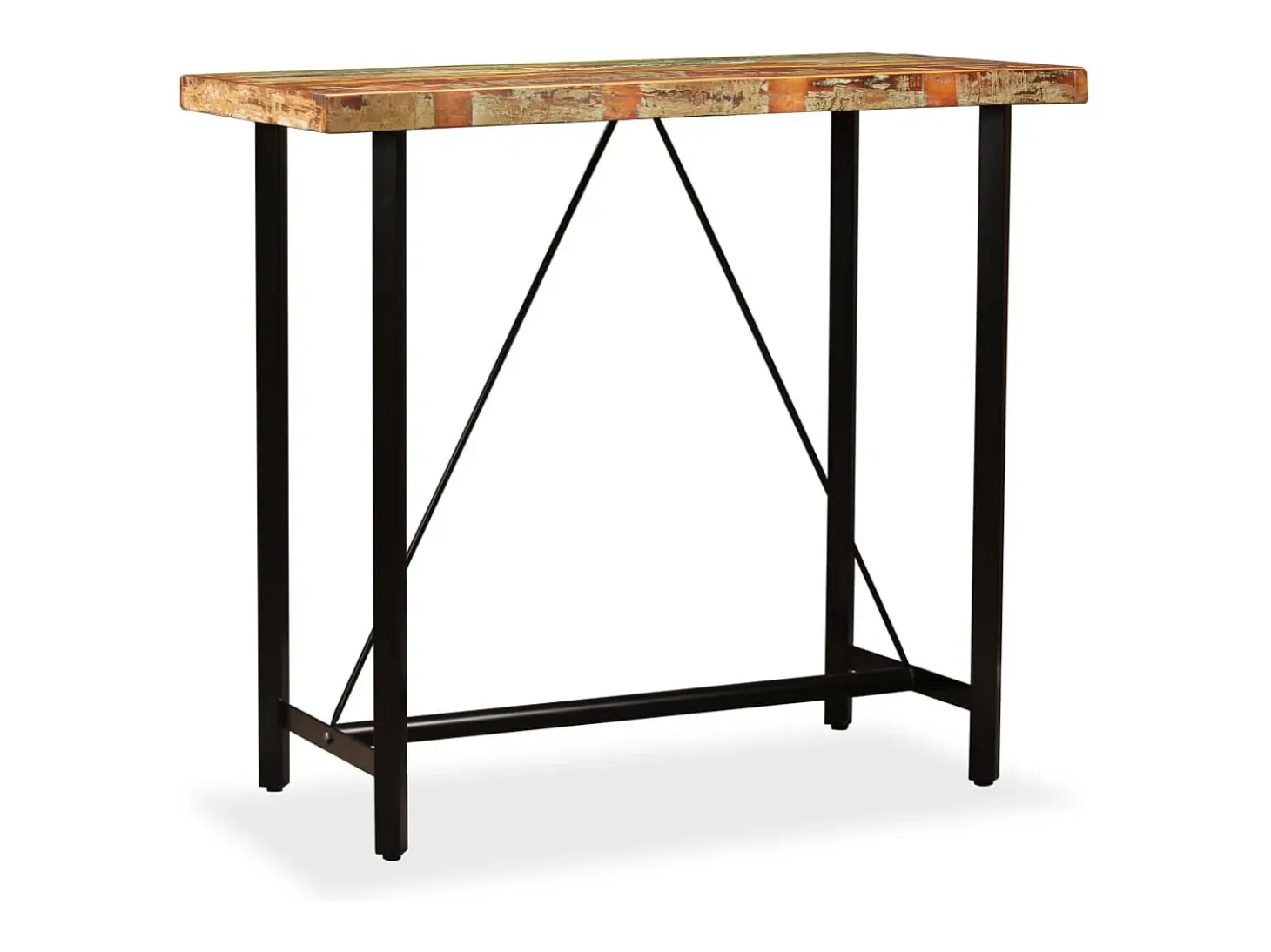 Mesa de bar de madera maciza reciclada 120x60x107 cm