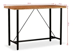 Mesa de bar de madera maciza de acacia 150x70x107 cm