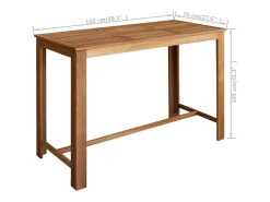 Mesa de bar de madera maciza de acacia 150x70x105 cm