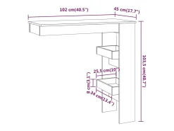 Mesa de bar de pared de hormigón gris, 102 x 45 x 103,5 cm, madera de ingeniería