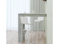 Mesa de bar de pared de hormigón gris, 102 x 45 x 103,5 cm, madera de ingeniería