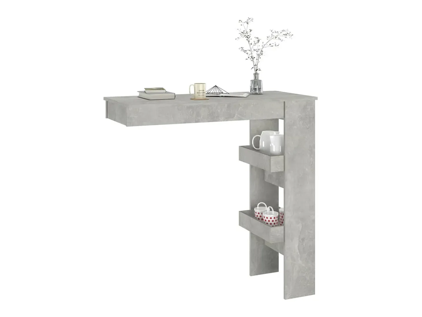 Mesa de bar de pared de hormigón gris, 102 x 45 x 103,5 cm, madera de ingeniería