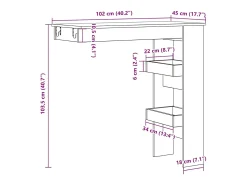 Mesa de bar de pared, roble artesanal, madera de ingeniería.