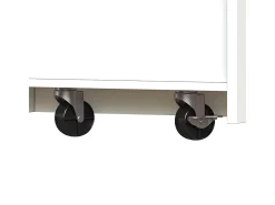 Mesa de bar extensible con espacio de almacenamiento, moderna, móvil, mesa de bar extensible con un cajón y dos estantes, blanca