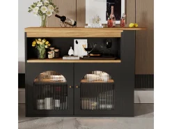 Mesa de bar extensible moderna con espacio de almacenamiento, giratoria, para comedor, con tira de luz LED de 1 m, color negro
