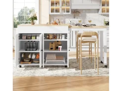 Mesa de bar extensible moderna - 118-180 x 50 x 94,6 cm - con 4 puertas - para comedor - MDF - blanco