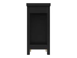 Mesa de bar giratoria con puerta de ratán y estante abierto - Mesa de comedor de madera - Negra - 107x40x71,4 cm