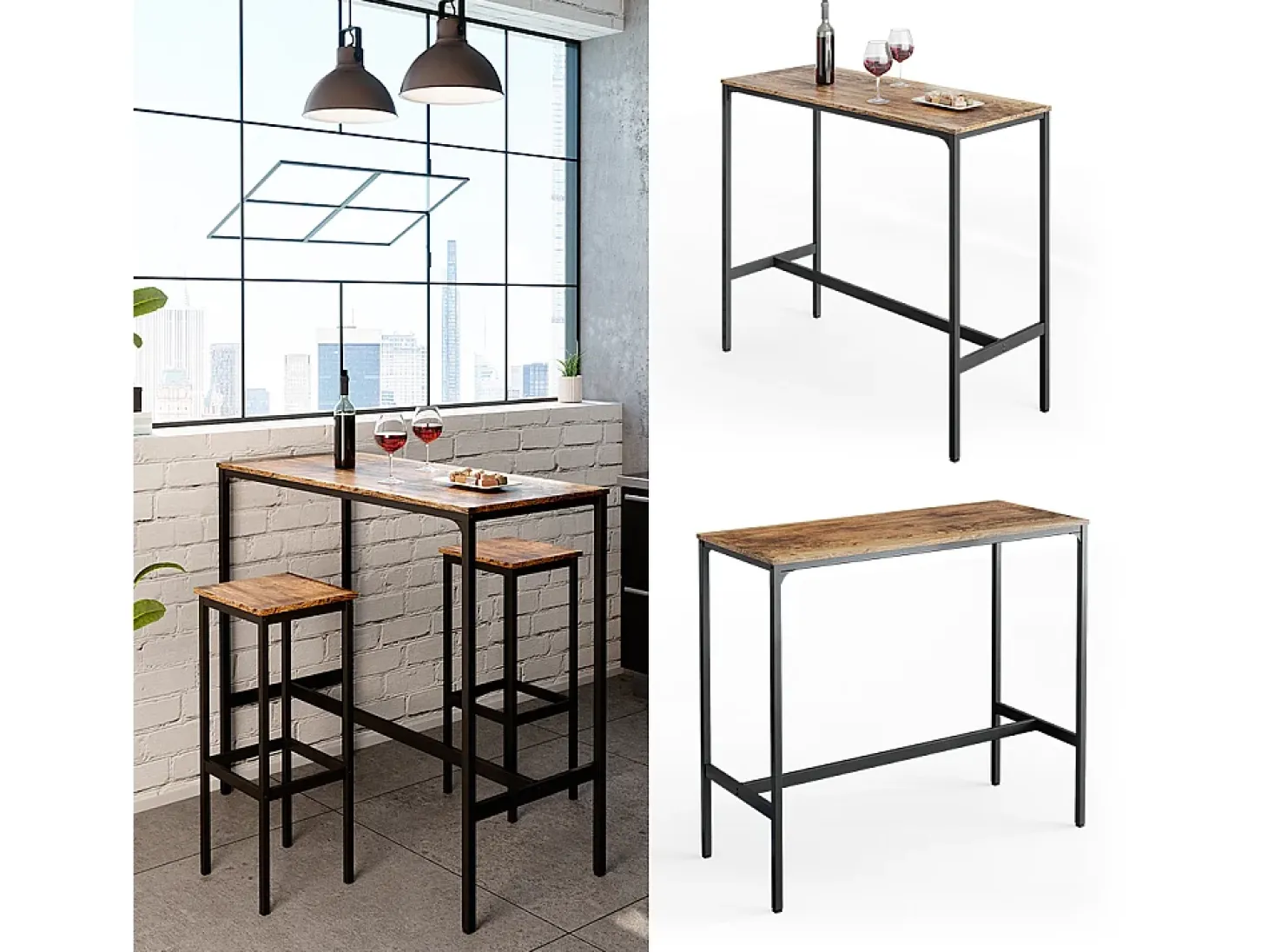 Mesa de bar madera antigua 120x50x105 fyrk