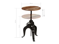 Mesa de bar madera maciza reciclada 60x(76-110) cm