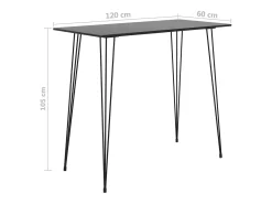 Mesa de bar negra 120x60x105 cm