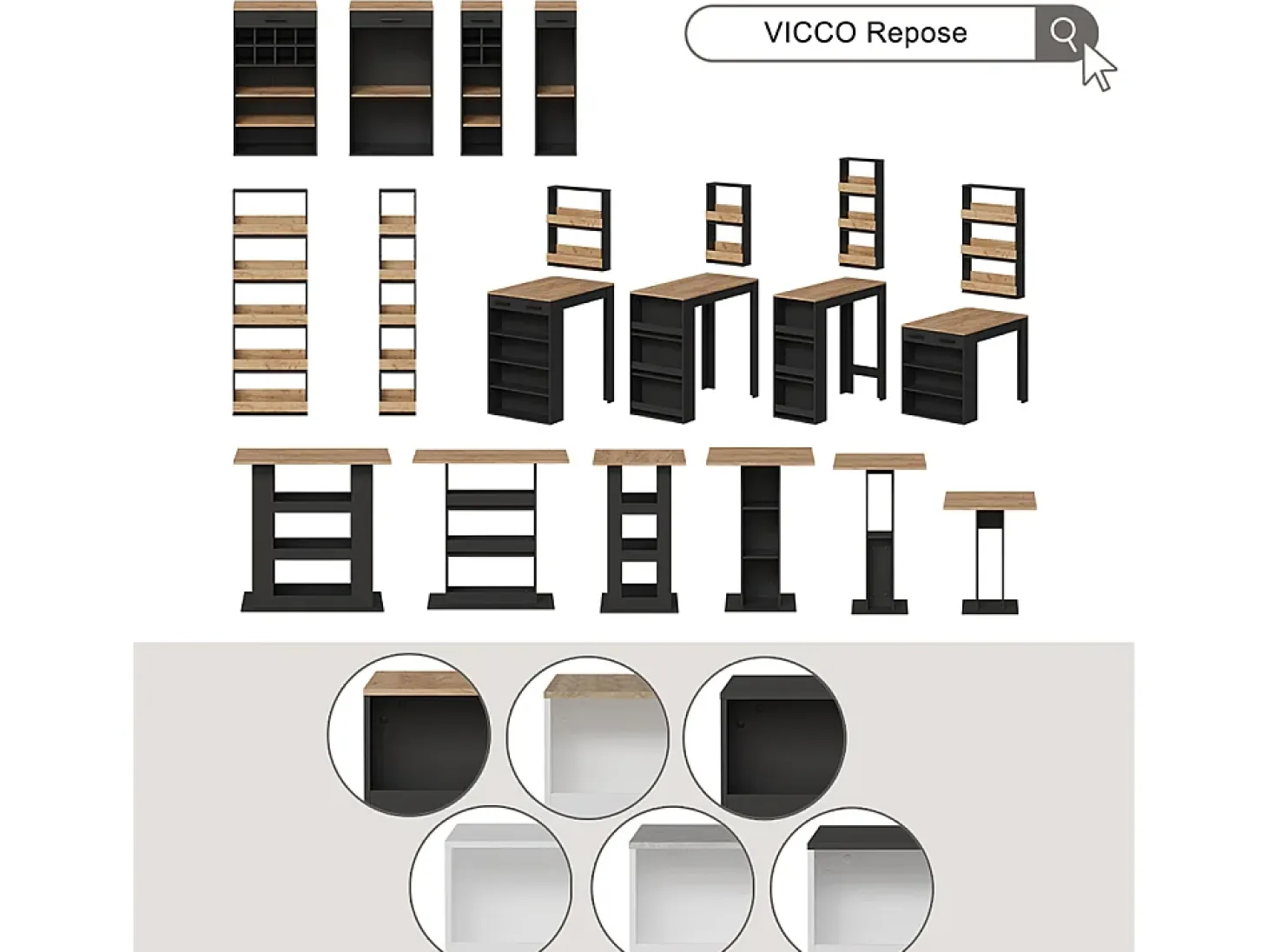 Mesa de bar oro power roble/antracita 67x100x106 repose