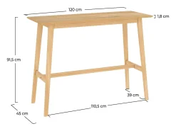 Mesa de bar rectangular de madera clara, 4 personas - Buvette