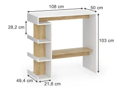 Mesa de bar roble blanco/dorado 108x50x103 dana