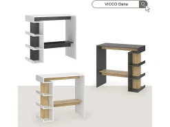 Mesa de bar roble blanco/dorado 108x50x103 dana