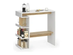 Mesa de bar roble blanco/dorado 108x50x103 dana