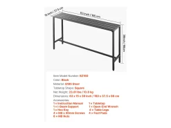 Mesa de Bar SucceBuy Alta Exterior, 160 x 37,5 cm, Mesa de Comedor Rectangular, con Tablero Impermeable, Estructura de Metal Robusta, Muebles de Jardín