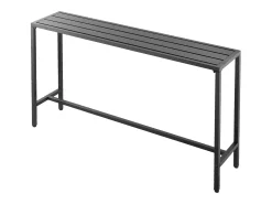 Mesa de Bar SucceBuy Alta Exterior, 160 x 37,5 cm, Mesa de Comedor Rectangular, con Tablero Impermeable, Estructura de Metal Robusta, Muebles de Jardín