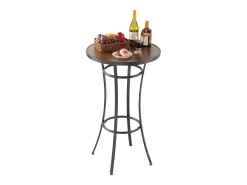 Mesa de Bar SucceBuy Redonda, 60x101 cm, Mesa de Bistro Alta Exterior, con Tablero, Estructura de Metal Robusta, Muebles de Jardín para Patio, Terraza