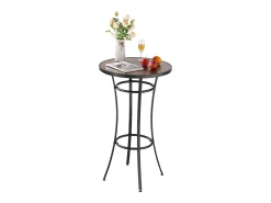 Mesa de Bar SucceBuy Redonda, 60x101 cm, Mesa de Bistro Alta Exterior, con Tablero, Estructura de Metal Robusta, Muebles de Jardín para Patio, Terraza