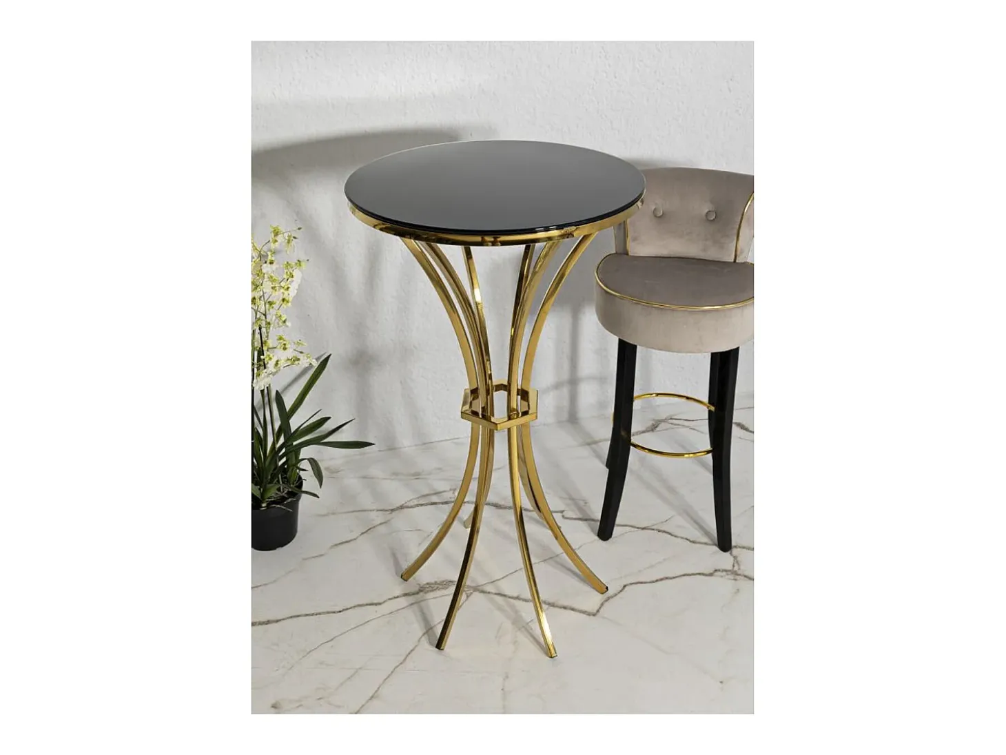 Mesa de Bar VKH878, Oro, 60x60x108 cm, Kendra Home
