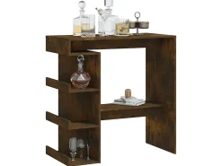 Mesa de bar y estante de almacenamiento de madera de ingeniería de roble ahumado