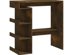 Mesa de bar y estante de almacenamiento de madera de ingeniería de roble ahumado