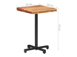 Mesa de bistró cuadrada madera de mango maciza 50x50x75 cm