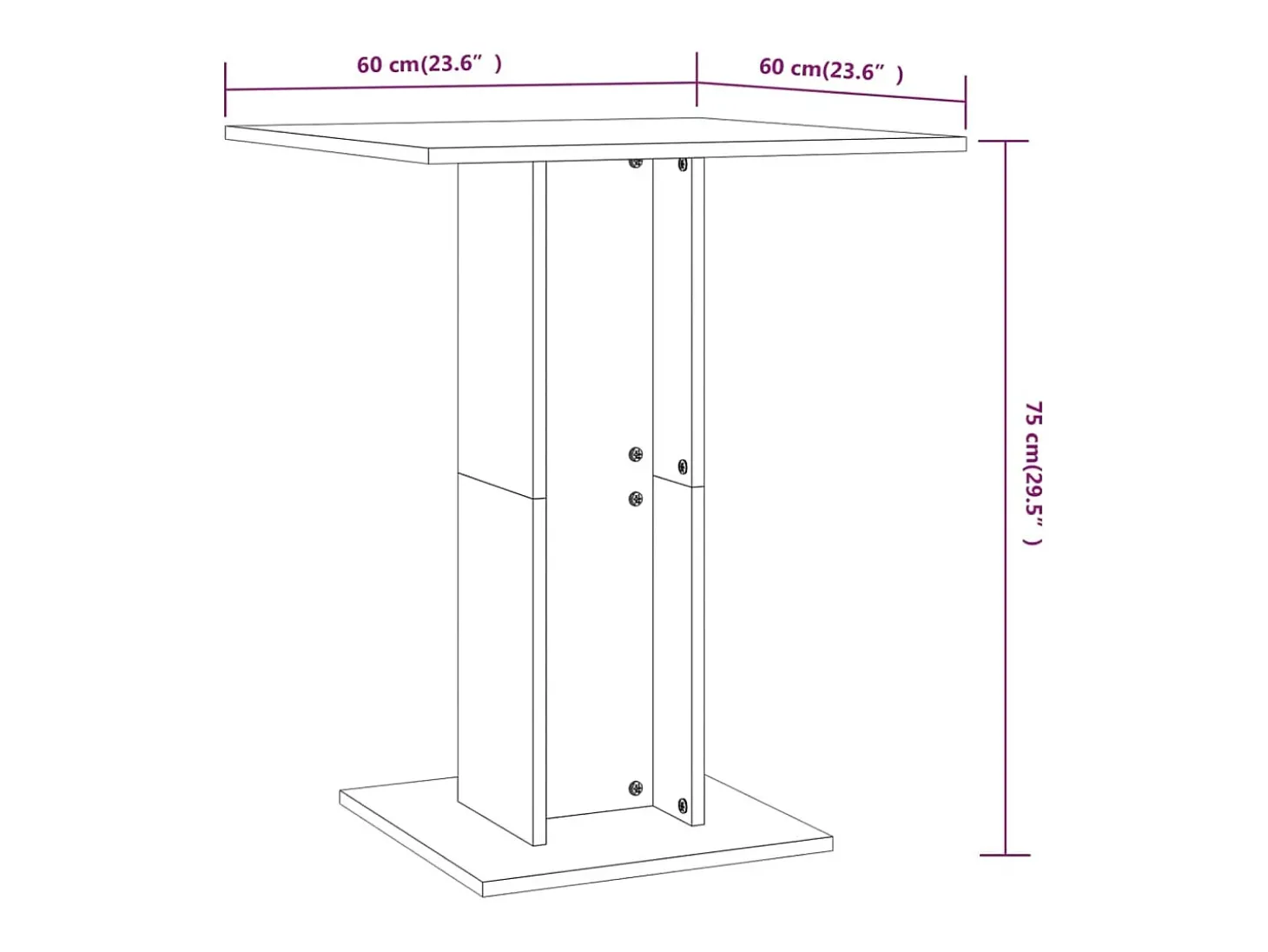 Mesa de bistró de madera contrachapada blanco 60x60x75 cm