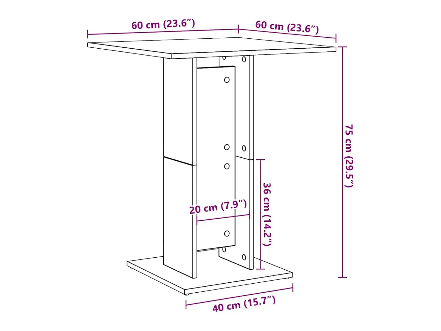 Mesa de bistró de madera contrachapada blanco 60x60x75 cm
