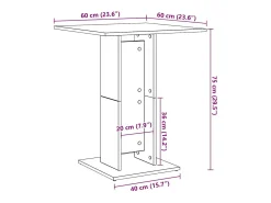 Mesa de bistro de madera antigua 60x60x75 cm madera de ingeniería