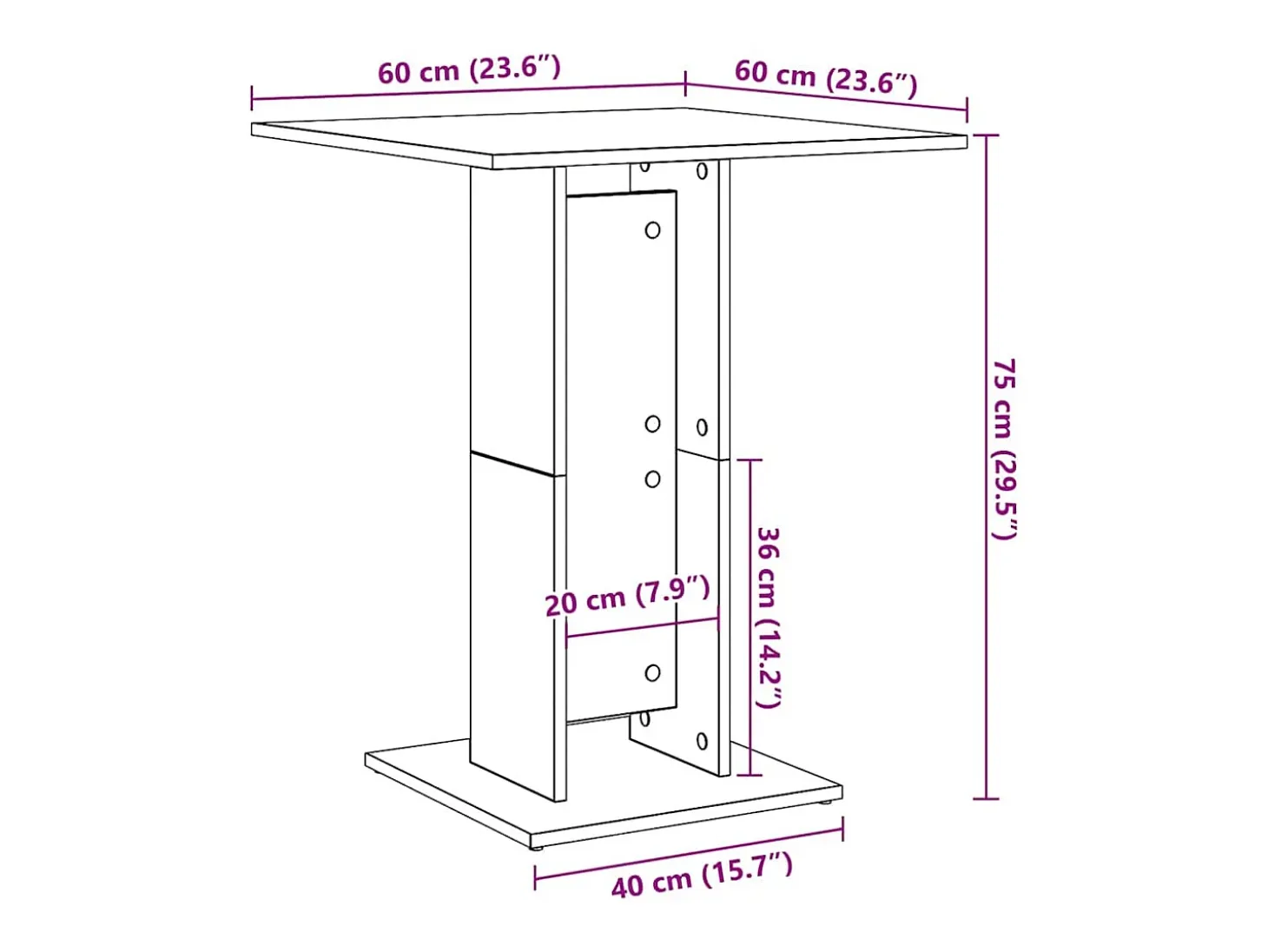Mesa de bistro Roble ahumado 60x60x75 cm Madera de ingeniería