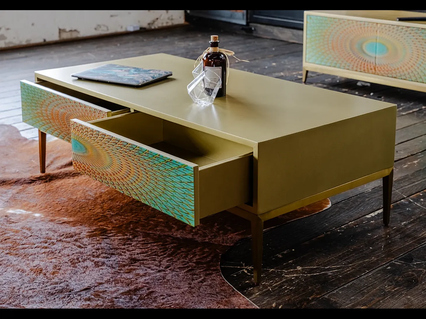 Mesa de centro - Verde Madera - 60 x 120 cm - LAGO
