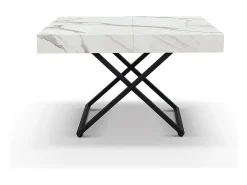 Mesa de centro de madera, acabado blanco, base convertible negra, 120x80-220x80 - CAMOGLI