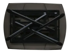 Mesa de cerámica negra, base de metal negro, extensible 120x88-180x88 - BONIFACIO