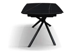 Mesa de cerámica negra, base de metal negro, extensible 120x88-180x88 - BONIFACIO