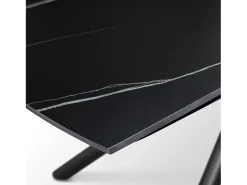 Mesa de cerámica negra, base de metal negro, extensible 120x88-180x88 - BONIFACIO