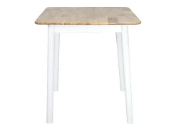Mesa de cocina cuadrada de madera maciza 75x75 cm, 2 personas, NITA (Madera clara y blanca)