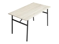 Mesa de cocina de 120x75x76 cm con sobre de melamina y patas metálicas en negro Asturia